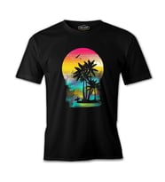 Palms and Birds - Yaz Siyah Erkek Tshirt