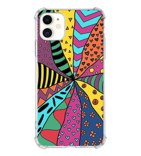 PrintiFy Apple iPhone 11 Uyumlu Retro Color 4 Baskılı Şeffaf Köşe Korumalı Antişok Kılıf
