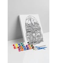 Eyfel Kulesi Desenli Mandala Tuval Boyama Seti 40x50 cm