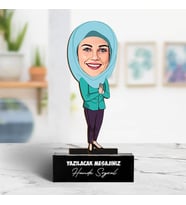 Kişiye Özel Başörtülü Eşe Hediye Karikatürlü Biblo