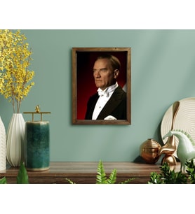 BK Home Atatürk Tasarımlı Doğal Masif Ahşap Çerçeveli Tablo-12