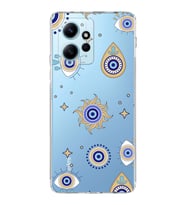 PrintiFy Xiaomi Redmi Note 12 4G ile Uyumlu 1mm Slim Fit Nazar Boncuğu 5 Baskılı Şeffaf  Kılıf