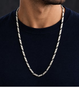 Yıldız Detaylı Bar Model Çelik Zincir Kolye