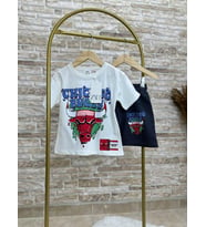 Cg Kids Chicago Bulls Erkek Çocuk Şortlu Alt Üst Takım (Beyaz)