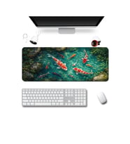 SonicTouch Klavye Mousepad 40x90cm Dikişsiz Pürüzsüz Sıvı Geçirmez Kaymaz Taban Turkuaz Koi Gölü