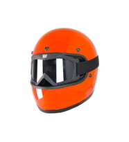 Motosiklet Retro Kask Harley Cafe Racer Vespa Modüler ve Anti UV Gözlüklü Motor Kaskı Turuncu