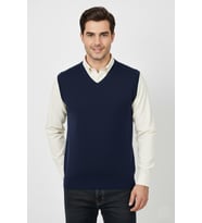 Erkek V Yaka Süveter  Çelik Örgü Regular Kalıp BGL-ST04839 (İndigo)