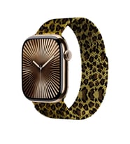 Lexroo Watch 44mm KRD-01 Leopar Desenli Metal Kordon - Sarı-Leopar