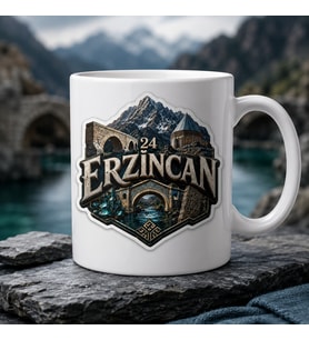 Erzincan Temalı Memleket Kupası – 24 Erzincan Dağlar Taş Köprü Kanyon ve Tarihi Mimari Baskılı Seramik Kupa