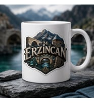 Erzincan Temalı Memleket Kupası – 24 Erzincan Dağlar Taş Köprü Kanyon ve Tarihi Mimari Baskılı Seramik Kupa