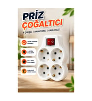 Anahtarlı 4’lü Duvar Priz Çoğaltıcı – Kablosuz Adaptör