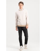 Erkek Bisiklet Yaka Bej Kazak Sweatshirt