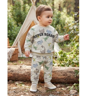 Civil Baby Dinozor Baskılı 6-18 Ay Sweatshirt - Bej