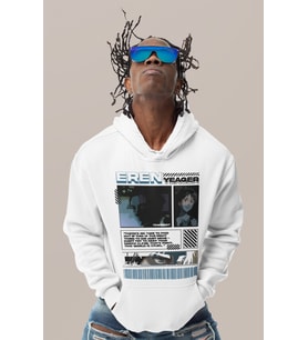 Özel Tasarım Eren Yeager Baskılı Unisex Oversize Attack On Titan Anime Karakter Hoodie