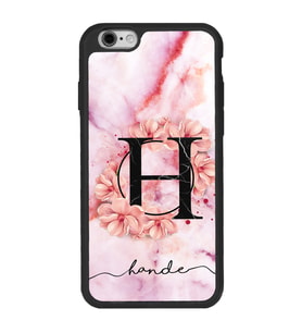 iPhone 6s Uyumlu Pudra Mermer Çiçekli Harf Tasarımlı Glossy Telefon Kılıfı