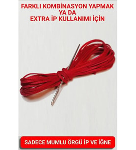 Direksiyon Kılıfı Dikmek İçin Mumlu İP Ve iğne 5 Metre Kırmızı
