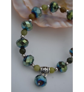 STONEAGE JEWELLERY Yeşim Taşlı ve Çek Kristalli Bileklik