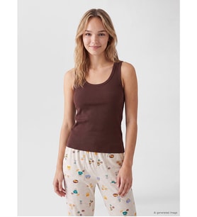 LCW DREAM Kahverengi U Yaka Kadın Pijama Üstü