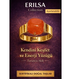 Sertifikalı Turuncu Akik Doğal Taş Yüzük – Kendini Keşfet Enerji Ayarlanabilir (Çok Renkli)