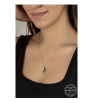 Mona Roza Günüş Crystal Taşlı Damla Gümüş Kadın Kolye