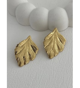 Çelik Yaprak Tasarım Gold Küpe