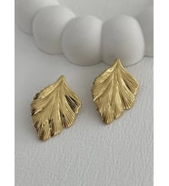 Çelik Yaprak Tasarım Gold Küpe