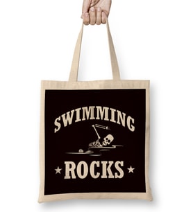 Swimming Rocks Skeleton Swimmer Swim Water Sports Athlete Bez Çanta Uzun Saplı