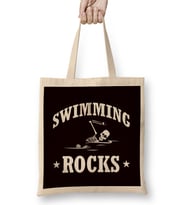 Swimming Rocks Skeleton Swimmer Swim Water Sports Athlete Bez Çanta Uzun Saplı