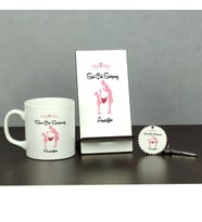 Seni Çok Seviyoruz Anneciğim Üçlü Set (Kupa + Telefon Standı + Anahtarlık) 001