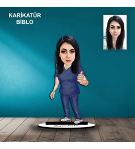 KİŞİYE ÖZEL KADIN HEMŞİRE TASARIMLI KARİKATÜR BİBLO B89
