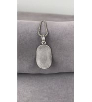 Telkari Parmak İzi Oval Gümüş Kadın Kolye