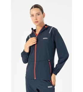Maraton Regular Kadın Kapüşonlu Açık Lacivert Tracktop