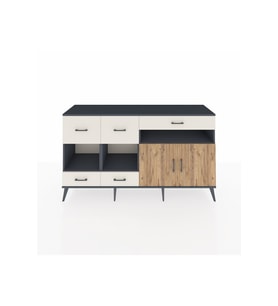 Kronos Konsol 4 Raflı 5 Çekmeceli 2 Kapaklı 176x59x99 Antrasit-Çam/Aytaşı