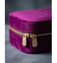 Takı Kutusu Düzenleyici Seyahat Çantası Kolye Yüzük Küpe Organizer Kadife Mor 12cmx8cm