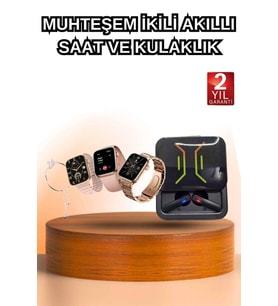 Wireless Şarjlı Akıllı Saat Dijital Göstergeli Kablosuz Bluetooth Kulaklık Nabız Ölçer
