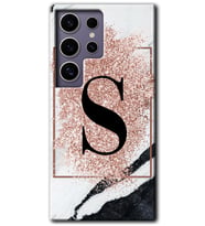 Galaxy S24 Ultra Kılıf HD Desen Baskılı Kılıf - Pembe Mermer Desenli S Harfi