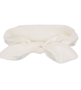 Kız Bebek Ekru Kendinden Bağlamalı Kadife Bandana (Standart)