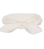 Kız Bebek Ekru Kendinden Bağlamalı Kadife Bandana (Standart)