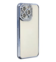 Mey İthalat® iPhone 14 Pro Kılıf Joke Taşlı Silikon - Mavi