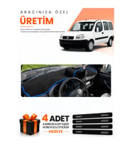 FIAT DOBLO (2000-2008) AİRBAGSİZ B.EKRAN Uyumlu Torpido Koruma Örtüsü Oto Kılıfı - Siyah Mavi