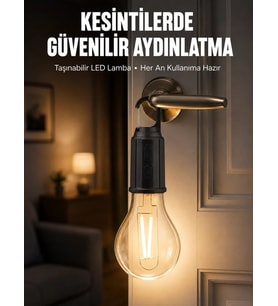 Şarjlı Aydınlatma Ampul Tasarımlı Ambians Işık Askılı Kamp Lambası
