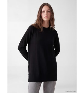 LCW Modest Siyah Kadın Basic Triko Tunik