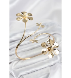 Pazu Bileklik Gold Renk Pirinç Çiçek Model