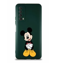 Huawei P Smart 2021 Soft Premier Kapak Mickey Mouse-A Tasarımlı Silikon Kılıf - Yeşil (Şeffaf)
