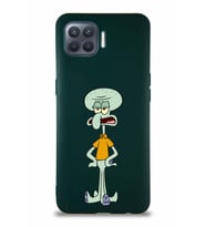 Oppo Reno 4 Lite Soft Premier Kapak Squidward Dokunaç Tasarımlı Silikon Kılıf - Yeşil (Şeffaf)