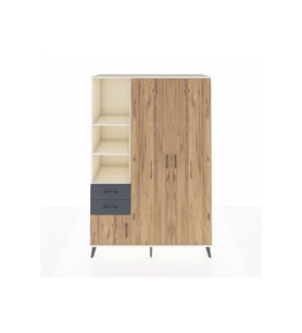 Hyperion Dolap 5 Raflı 2 Çekmeceli Tek Askılı 132x44x195 Aytaşı-Çam/Antrasit
