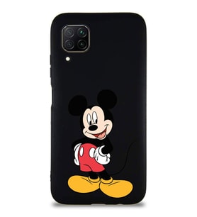 Huawei P40 Lite Soft Premier Kapak Mickey Mouse-E Tasarımlı Silikon Kılıf - Siyah (Şeffaf)