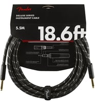 Fender 0990820080 Deluxe Düz/Düz Uçlu Siyah Tweed Enstrüman Kablosu (5m) 5 Metre Uzun Mesafe Bağlantı ve Düşük Dip Gürültüsü