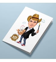 Kişiye Özel Hokkabaz Erkek Karikatürlü Tebrik Kartı