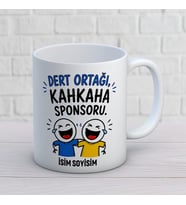 Kişiye Özel Arkadaş Tasarımlı Kahkaha Sponsoru Yazılı İsimli Seramik Kupa Bardak